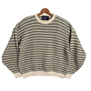 Liberty Cream and Blue Crewneck Sweater